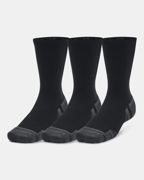 Unisex UA Performance Tech 3-Pack Crew Socks, Black, pdpMainDesktop image number 0